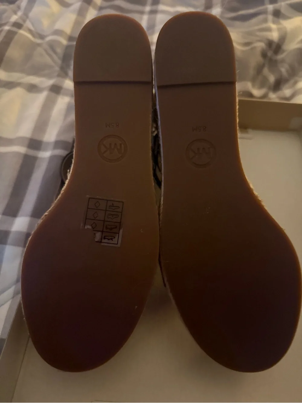 Michael Kors Black Leather Espadrille Wedge Sandals